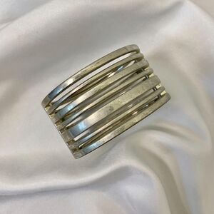 Chunky Wide Silver Toned Metal Hinged Cuff Bracelet